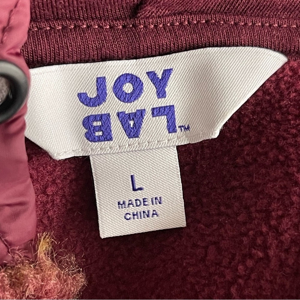 Joy Lab Fleece Sherpa Multicolor Women's Jacket Size L Hooded Adjustable Hem - Picture 8 of 9